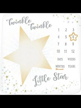 Twinkle Twinkle Little Star Milestone Blanket - Gold & White
